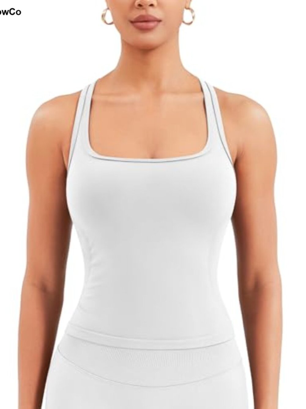 Racerback Workout Tank Top Square Neck Yoga Shirt Seamless Stretch Athletic